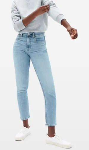 Everlane Cotton Light Blue Denim Button Fly High Rise‎ Straight Ankle Jean thumbnail 1