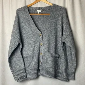 Ella Moss Boyfriend academia Cozy Sweater cottagecore gray Women's Cardigan L thumbnail 1