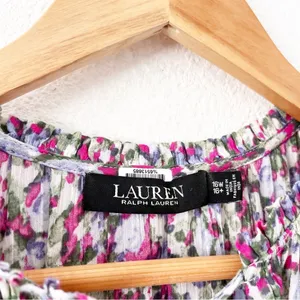 Lauren Ralph Lauren Floral Crinkled Cotton Dress in Multicolor thumbnail 4
