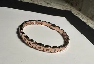 Premier Designs Rose Gold & Rhinestone Hinged Bangle Bracelet 7 Inch thumbnail 2