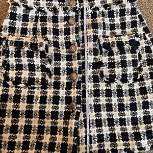 Zara Black and Cream Tweed Button-Front Mini Skirt thumbnail 3