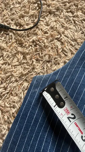 House of Harlow 1960 Denim Cropped Blue White Pinstripe Vest thumbnail 9