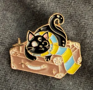 Black Cat suitcase enamel pin thumbnail 1