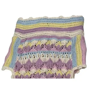 Zara Rare Sleeveless Crochet Knit Stretch Cropped Tank Top M Pink Multicolors thumbnail 4