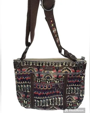 Boho artist circle tribal shoulder crossbody strap multi pocket zipper purse thumbnail 1