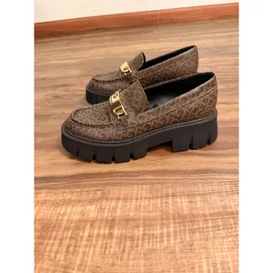 GBG Guess Los Angeles Collie‎ Brown Monogram Lug Sole Platform Loafers Womens 7M thumbnail 2
