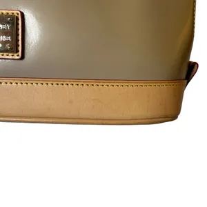 Dooney & Bourke Patent Leather Satchel Bag Oyster Taupe Authentic Neutral thumbnail 14