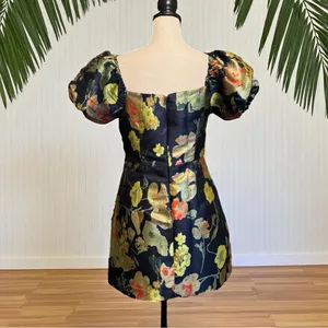 LULUS So Stunning Metallic Jacquard Puff Sleeve Mini Dress – Size M thumbnail 5