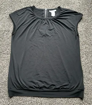 Worthington Stretch women's short sleeve black‎ blouse size medium thumbnail 1