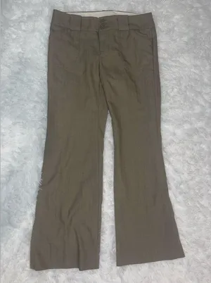 Gap stretch tan herringbone red pants trousers wide leg slacks woman’s 6A thumbnail 1