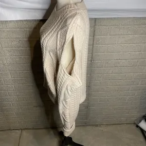 [BLANKNYC] Beige Crew Neck Cable Knit Cut Out Cold Shoulder Sweater Size Large‎ thumbnail 4