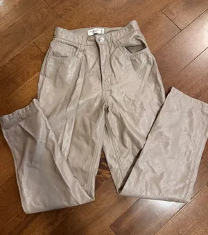Abercrombie Woman’s Taupe Metallic High Rise Straight-Leg Pants- Sz 25 thumbnail 1