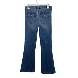 American Eagle Low Rise Flare Jeans 4 Long 31” Flap Pockets Next Level Stretch thumbnail 2