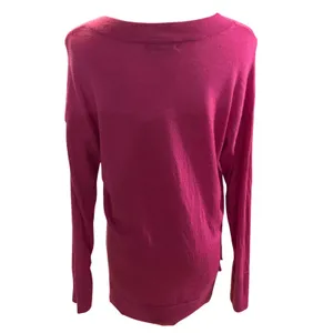 Banana republic magenta pink v-neck merino wool sweater Medium academia preppy thumbnail 3
