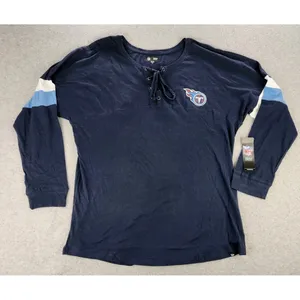 NWT Tennessee Titans Lightweight‎ Lace-Up Long Sleeve Shirt Football Navy sz XL thumbnail 2
