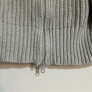 Aerie Double Zip Knit Foldover Grey Cardigan Sweater Size Medium Rugby Cozy thumbnail 5