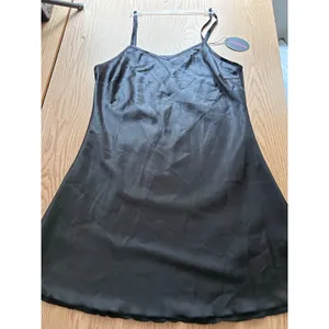 New Women's Avid Love Silky Satiny Lacey Chemise Pajama Gown Black Size Xs thumbnail 2