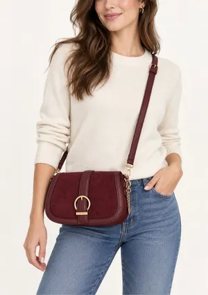 Laundry by Shelli Segal burgundy saddle bag thumbnail 1