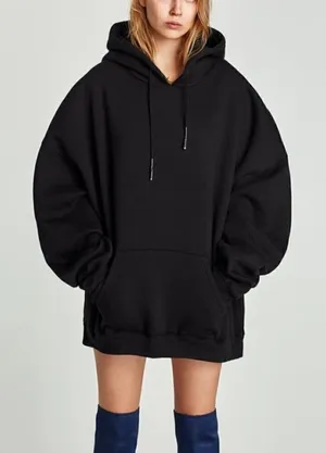 Zara Neutral Black Oversized Pullover Hoodie Sweatshirt M thumbnail 1