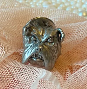 Vintage Bulldog Head Lapel Pin Pewter Dog Lovers Collectible Jewelry thumbnail 1