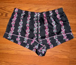 Victoria's Secret Black Shorts with Pink Floral Stripe thumbnail 1