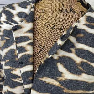 East 5th Animal‎ Leopard Print Ponte Knit Crop Blazer Jacket White Tan Medium thumbnail 8