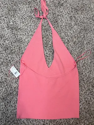 New pacsun Pink halter crop top #croptop size large Coral thumbnail 4