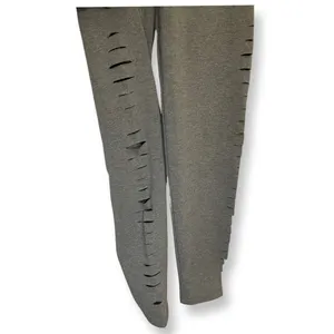 Aerie Leggings Full Length Leg Slit Slashed Distressed Detail Sleek Gray W XXS thumbnail 3