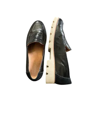 Vionic Kensley Chunky Loafer Sz 9 Black Lug Heel Shiny Leather Shoe Slip On thumbnail 3