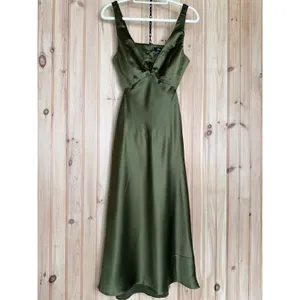 NWT Lulus Unmatched Elegance Olive Satin Sleeveless Midi Dress Cocktail Party S thumbnail 3
