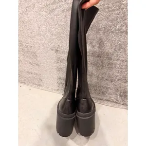 Steve Madden Women Knee High Boots 10 Black Faux Leather Lug Sole Platform Heel thumbnail 4
