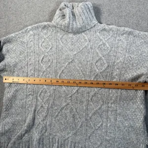 Aerie Women's Small Gray Cable Knit Turtleneck Sweater Oversized Pullover Wool thumbnail 6