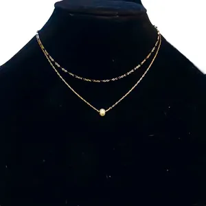 Frenzy delicate layered double chain necklace Gold thumbnail 1