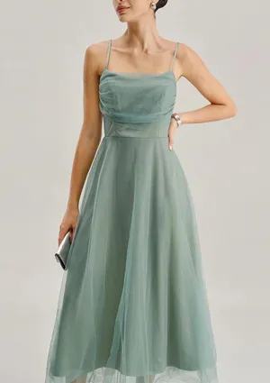 Rihoas Green Mesh Flowy Slip Midi Dress thumbnail 1