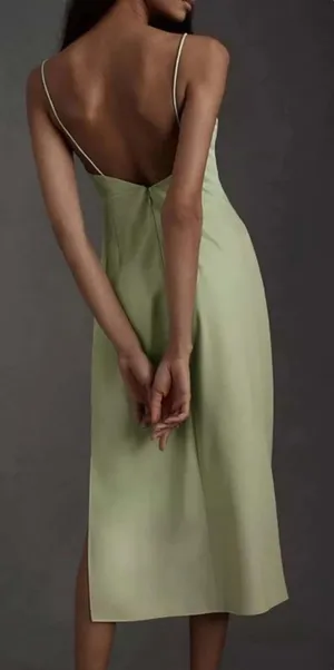 BHLDN‎ August Satin Charmeuse Midi Dress Mint Green Size 4 Cowl Neck Sleeveless thumbnail 1