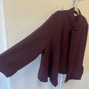 Willow Plum Burgundy Textured Single Button Open Front Jacket Lagenlook Boho XL thumbnail 5