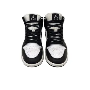Nike Air Jordan 1 Mid 'Panda' Black White Sneakers Size Women's 8.5 thumbnail 2