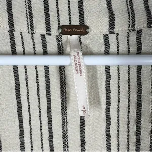 Free People Grey Cream Striped Rhythm Of The Night Tunic‎ Top thumbnail 4