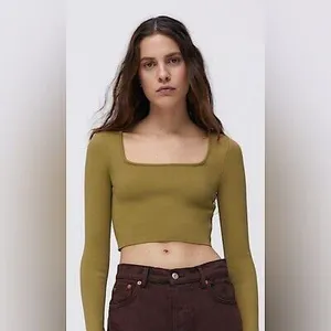 Zara Square Neck Long Sleeve Crop Top thumbnail 4