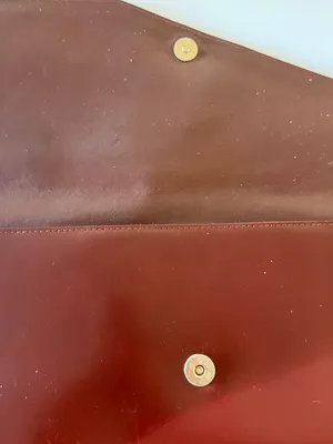 Vintage Leather Envelope Clutch - Burgundy Brown thumbnail 11
