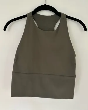 Lululemon Logo Elastic Everlux Shelf Tank Top Army Green / White Opal 8 thumbnail 1