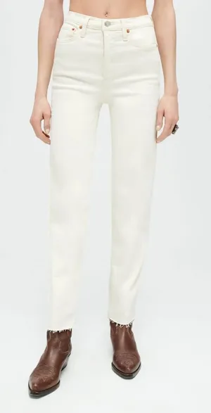 re/done 70s stove pipe jeans in vintage white‎ thumbnail 1