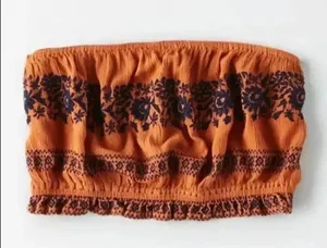 American Eagle 🆕 Rust Embroidered Crop Top XL🆕 thumbnail 4