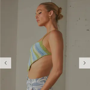 Peppermayo Cancun Crochet Halter Top - Green and Blue Striped Crop Top thumbnail 5