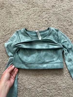 Lululemon Ebb to Street Long Sleeve Shirt Marble Dye Tidewater Teal Size 6 thumbnail 4