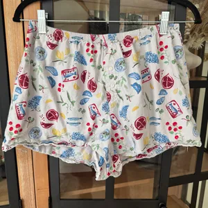 Colsie Fruits boxer shorts pajamas lounge watercolor sardines lemon capri thumbnail 1