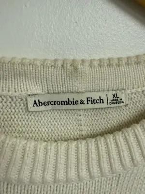 Abercrombie & Fitch Madeline Striped Short Sleeve Sweater XL Cream Black thumbnail 4