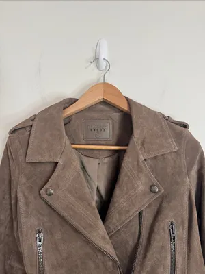 Blank NYC Brown Genuine Suede Moto Biker Jacket size M thumbnail 5