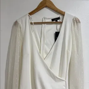 Lulus Love That Lasts Forever Ivory Balloon Sleeve Bodycon Mini Dress NWT thumbnail 3