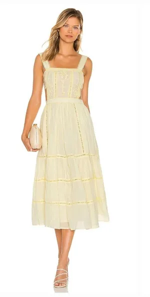 Tularosa Eleanora Embroidered Dress in Mellow Yellow Large thumbnail 1